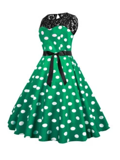 1950s Polka Dot Lace Patchwork Dress -Retro Pulse Shop SCHL003741 G 2