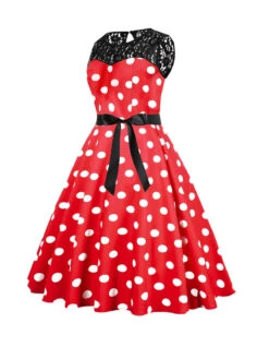 1950s Polka Dot Lace Patchwork Dress -Retro Pulse Shop SCHL003741 R 2