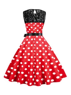 1950s Polka Dot Lace Patchwork Dress -Retro Pulse Shop SCHL003741 R 3