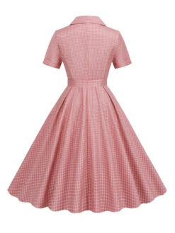 1950s Window Pane Plaid Lapel Swing Dress -Retro Pulse Shop SCHL003743 P 3