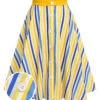 1950s Yellow White Blue Striped Button Skirt -Retro Pulse Shop SCHL003761 01