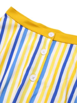 1950s Yellow White Blue Striped Button Skirt -Retro Pulse Shop SCHL003761 4