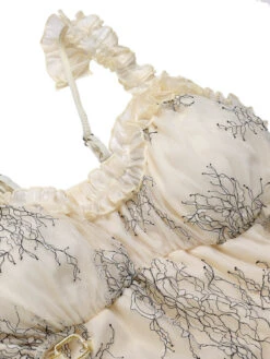 Beige 1930s Organza Ruffle One-Piece Swimsuit 13 Beige 1930s Organza Ruffle One-Piece Swimsuit -Retro Pulse Shop SCHL003767 BE 2 3