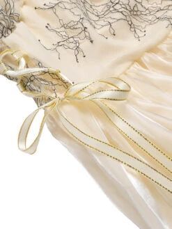 Beige 1930s Organza Ruffle One-Piece Swimsuit 15 Beige 1930s Organza Ruffle One-Piece Swimsuit -Retro Pulse Shop SCHL003767 BE 2 5