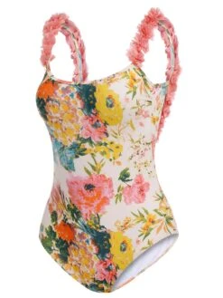 1930s 3D Floral Strap Backless One-Piece Swimsuit -Retro Pulse Shop SCHL003770 MC 1 3 compressed