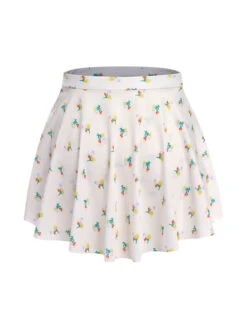 2PCS Beige 1950s Floral One-Piece Swimsuit & Skirt -Retro Pulse Shop SCHL003772 BE 01 2