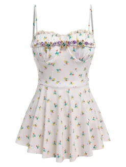 2PCS Beige 1950s Floral One-Piece Swimsuit & Skirt -Retro Pulse Shop SCHL003772 BE 01 2 4806dcb3 9c3f 4830 ba9b 50d66a35cf75