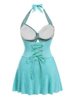 Light Green 1930s Plaid Halter One-Piece Swimsuit -Retro Pulse Shop SCHL003783 2 2522f823 9eb0 4185 9079 81d922eda39d 1