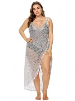 [Plus Size] Light Gray 1960s Hollow Fringe Cover-Up -Retro Pulse Shop SCHL003784 LGR 1 4 compressed