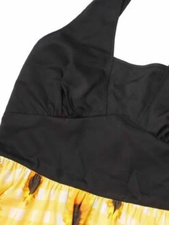 Yellow 1950s Sunflower Plaid Halter Dress -Retro Pulse Shop SCHL003786 4