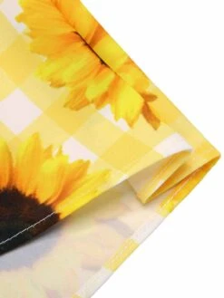 Yellow 1950s Sunflower Plaid Halter Dress -Retro Pulse Shop SCHL003786 5