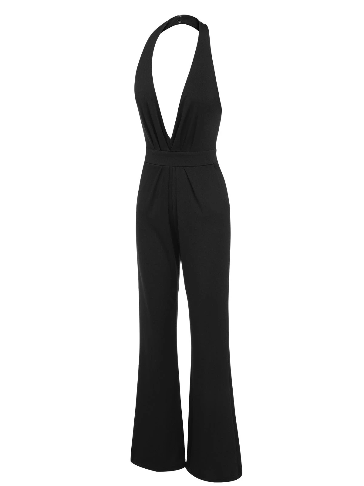 Black 1930s Halter Deep V-Neck Jumpsuit 6 Black 1930s Halter Deep V-Neck Jumpsuit - Image 4