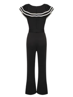 Black 1930s Ruffle Lapel Bootcut Jumpsuit -Retro Pulse Shop SCHL003799 B 01 3