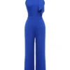 Royal Blue 1930s Tie Neck Jumpsuit -Retro Pulse Shop SCHL003805 1