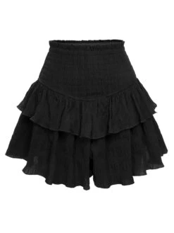 Black 1950s Ruffles Solid Shorts -Retro Pulse Shop SCHL003808 B 01 2
