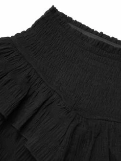 Black 1950s Ruffles Solid Shorts -Retro Pulse Shop SCHL003808 B 01 5