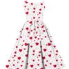 [Plus Size] White 1950s Hearts Dots Shoulder Strap Dress -Retro Pulse Shop SCHL003820 1
