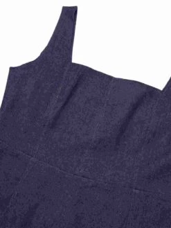 Blue 1960s Solid Square Neck Cowboy Dress -Retro Pulse Shop SCHL003852 BL 01 5