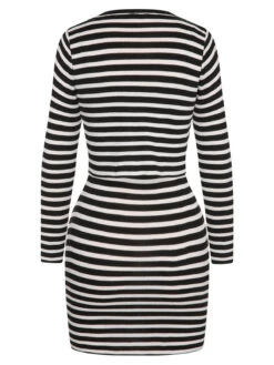 2PCS 1960s Black White Striped Knit Strap Dress & Cardigan -Retro Pulse Shop SCHL003855 B 1 3