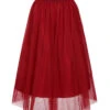 Red 1930s Mesh Solid Skirt -Retro Pulse Shop SCHL003859 R 1 1