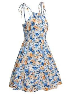 [Pre-Sale] 1960s Oil Painting Daisy Shoulder Tie Dress -Retro Pulse Shop SCHL003862 MC 01 3