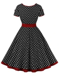 1950s Contrast Polka Dots Buttoned Dress -Retro Pulse Shop SCHL003868 B 2 compressed