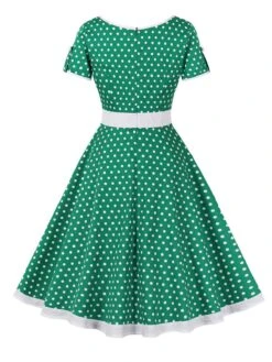 1950s Contrast Polka Dots Buttoned Dress -Retro Pulse Shop SCHL003868 G 2 compressed