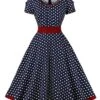 1950s Contrast Polka Dots Buttoned Dress -Retro Pulse Shop SCHL003868 NB 1 compressed