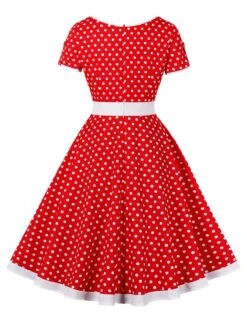 1950s Contrast Polka Dots Buttoned Dress -Retro Pulse Shop SCHL003868 R 2 compressed