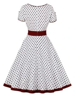 1950s Contrast Polka Dots Buttoned Dress -Retro Pulse Shop SCHL003868 W 1 compressed
