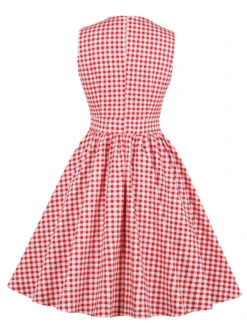 1950s Plaid Bow Pockets Lapel Dress -Retro Pulse Shop SCHL003869 P 1