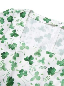 Green 1950s Lucky Clover Buttoned Dress 13 Green 1950s Lucky Clover Buttoned Dress -Retro Pulse Shop SCHL003872 4 compressed