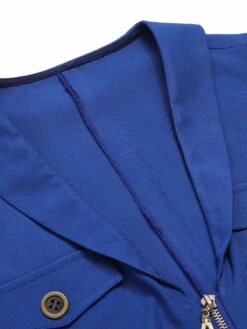 Dark Blue 1940s Pockets Lapel Romper -Retro Pulse Shop SCHL003873 4