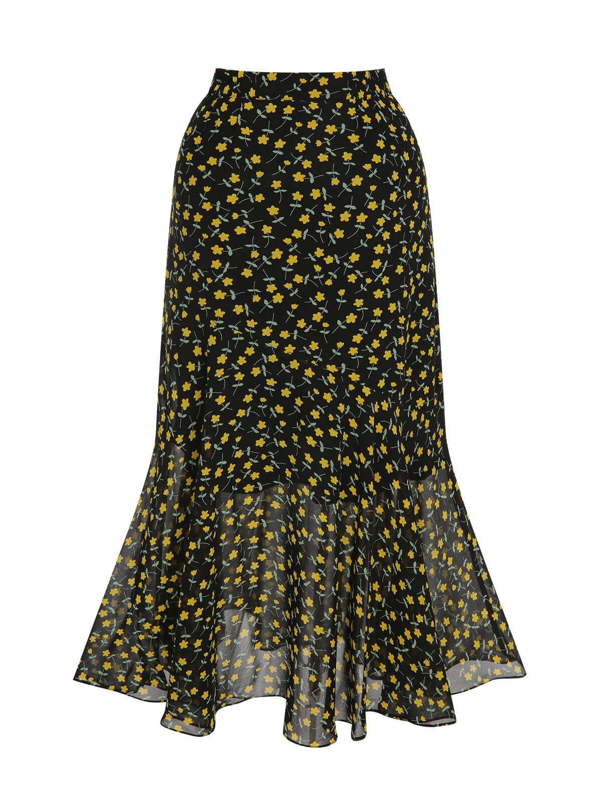 Multicolor 1930s Flowers Fishtail Skirt 4 Multicolor 1930s Flowers Fishtail Skirt - Image 2