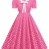 1950s Polka Dots Lapel Bowknot Swing Dress -Retro Pulse Shop SCHL003920 P 1