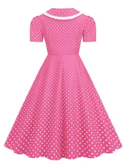 1950s Polka Dots Lapel Bowknot Swing Dress -Retro Pulse Shop SCHL003920 P 3