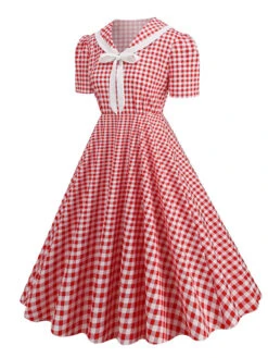 1950s Polka Dots Lapel Bowknot Swing Dress -Retro Pulse Shop SCHL003920 PAT 2