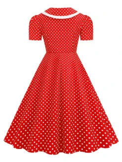 1950s Polka Dots Lapel Bowknot Swing Dress -Retro Pulse Shop SCHL003920 TR 2