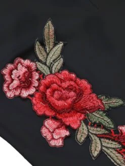 1950s Mock Neck Floral Embroidered Cutout Romper -Retro Pulse Shop SCHL003926 8