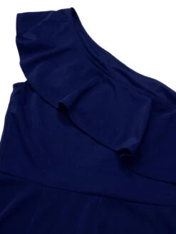 1950s Solid One Shoulder Ruffled Jumpsuit -Retro Pulse Shop SCHL003931 12