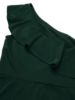 1950s Solid One Shoulder Ruffled Jumpsuit -Retro Pulse Shop SCHL003931 16