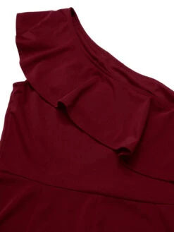 1950s Solid One Shoulder Ruffled Jumpsuit -Retro Pulse Shop SCHL003931 20