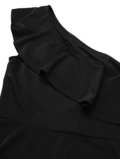 1950s Solid One Shoulder Ruffled Jumpsuit -Retro Pulse Shop SCHL003931 8