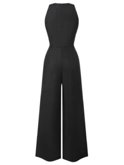 [Pre-Sale] Pink 1950s Sleeveless Buttoned Solid Jumpsuit -Retro Pulse Shop SCHL003934 3 compressed 1