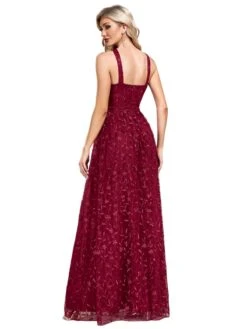 Wine Red 1920s Embroidered Mesh Maxi Dress 10 Wine Red 1920s Embroidered Mesh Maxi Dress -Retro Pulse Shop SCHL003951 WR 1 1