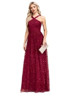 Wine Red 1920s Embroidered Mesh Maxi Dress 8 Wine Red 1920s Embroidered Mesh Maxi Dress -Retro Pulse Shop SCHL003951 WR 1 5