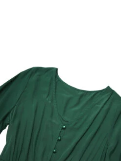 1950s Solid Ruffled Cuff V-Neck Romper -Retro Pulse Shop SCHL003955 1 5