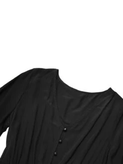 1950s Solid Ruffled Cuff V-Neck Romper -Retro Pulse Shop SCHL003955 2 5