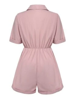 1950s Shirt Neck Lace-Up Solid Romper -Retro Pulse Shop SCHL003958 1 4 compressed