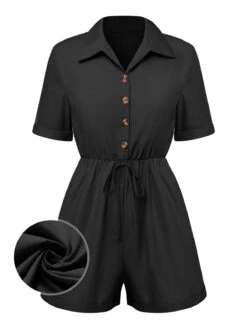 1950s Shirt Neck Lace-Up Solid Romper -Retro Pulse Shop SCHL003958 2 1 compressed